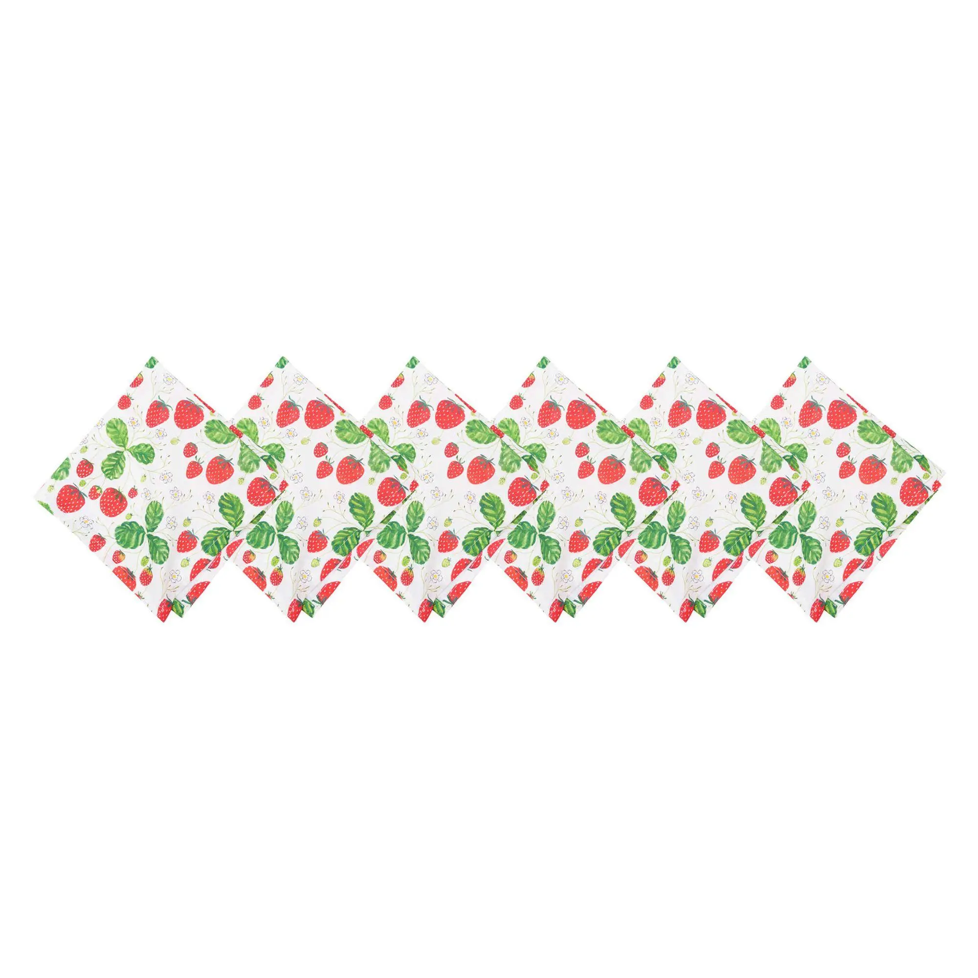 Strawberry Patch & Plaid Napkin Set of 6 by Valerie