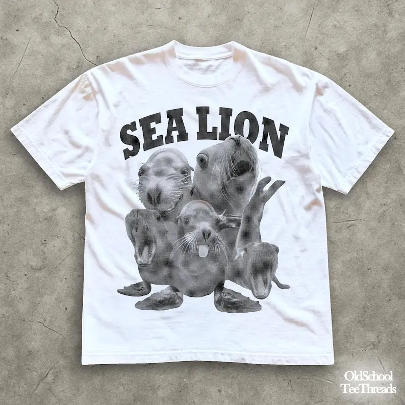 Vintage Sea Lion T-shirt, Seal Meme Shirt, Funny Arctic Animal Tee Womenswear Top