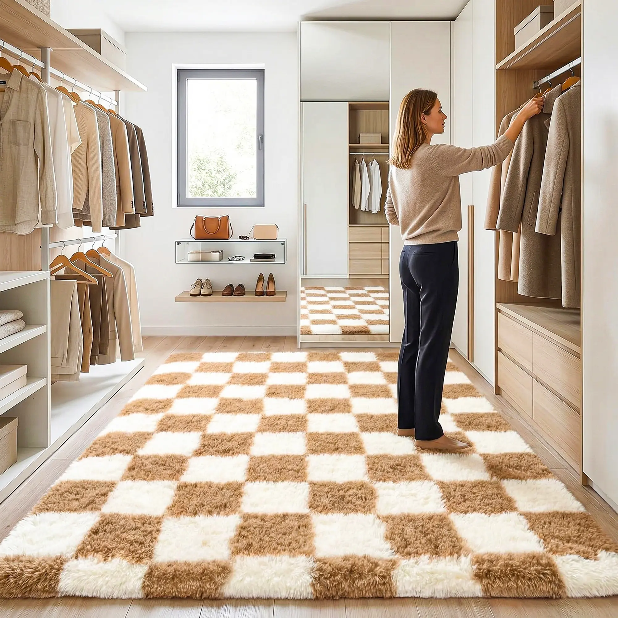 Colla Soft Fluffy Faux Area Rug - Chunky Plush Shaggy Synthetic Fabric Rug with Non-Slip Base, Modern Indoor Decor for Living Room, Apartment Dorm, Chunky Plush Area Rugs