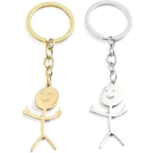 Cartoon Figure Shaped Keychain, Playful Design Stainless Steel Keychain, Fun Keychain, Metal Key Chain, Cute Key Ring