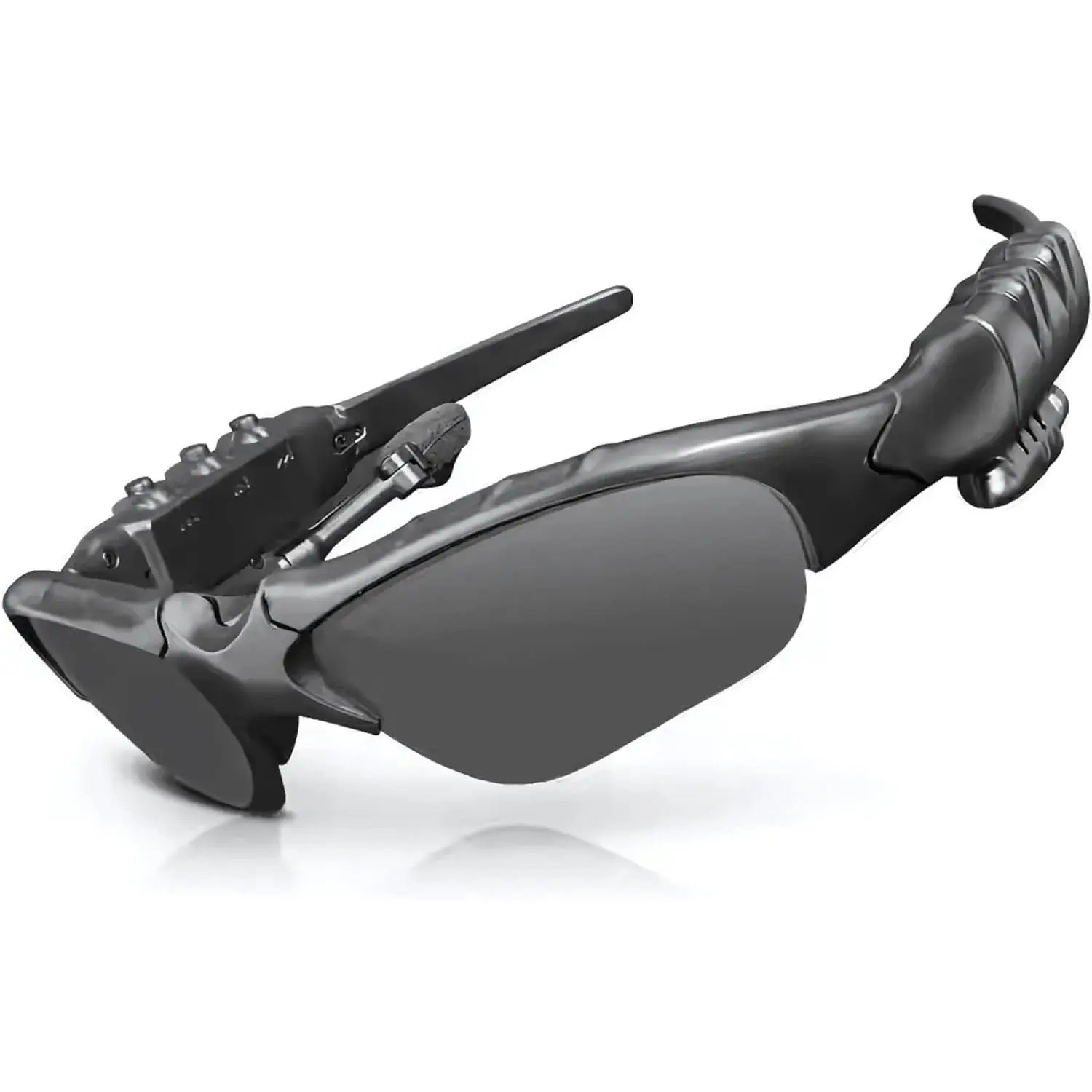 Men's Wearable Wireless Bluetooth Smart Sport Sunglasses - Polarized Lenses, Flip-up Foldable Design, Integrated Adjustable Earphones, UV Protection