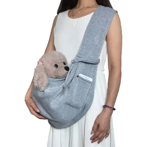 Dog Carrier Sling - Reversible Puppy Carrier Purse with Storage Pocket, Hand-Free Dog Sling Carrier for Carry Small Dogs and Cats, Travel Safety Harness, Dog and Cat Harness (Gray)