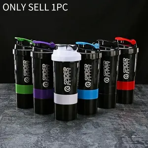 500ML/17oz Three-Layer Creative Protein Shaker Cup, Portable Fitness Blender, Spring Spider Cup, Ideal for Smoothies and Protein Drinks, Gym Water Bottle