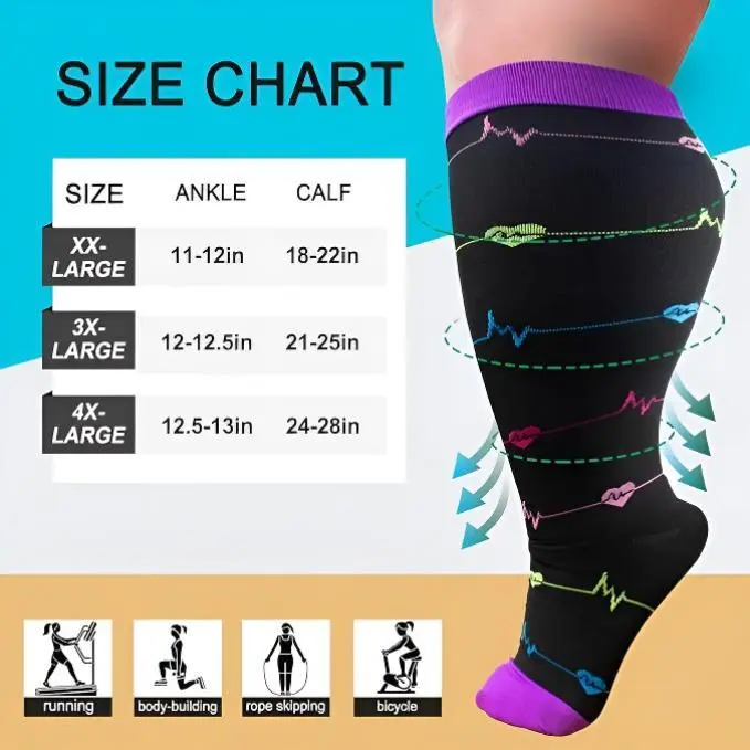 Plus Size Over-the-Knee Compression Socks 3-Pack Nylon Blend Moisture Wicking Breathable Lightweight Soft for Daywear & Parties Fabric Fashion Floral Pattern Compression Knee-High Socks Long Wide Calf - Womenswear Plus Size Over-the-Knee Compression Socks 3-Pack Nylon Blend Moisture Wicking Breathable Lightweight Soft for Daywear & Parties Fabric Fashion Floral Pattern Compression Knee-High Socks Long Wide Calf - Womenswear