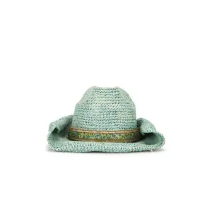 florabella Skyler Crochet Raffia Cowboy Hat in Mist