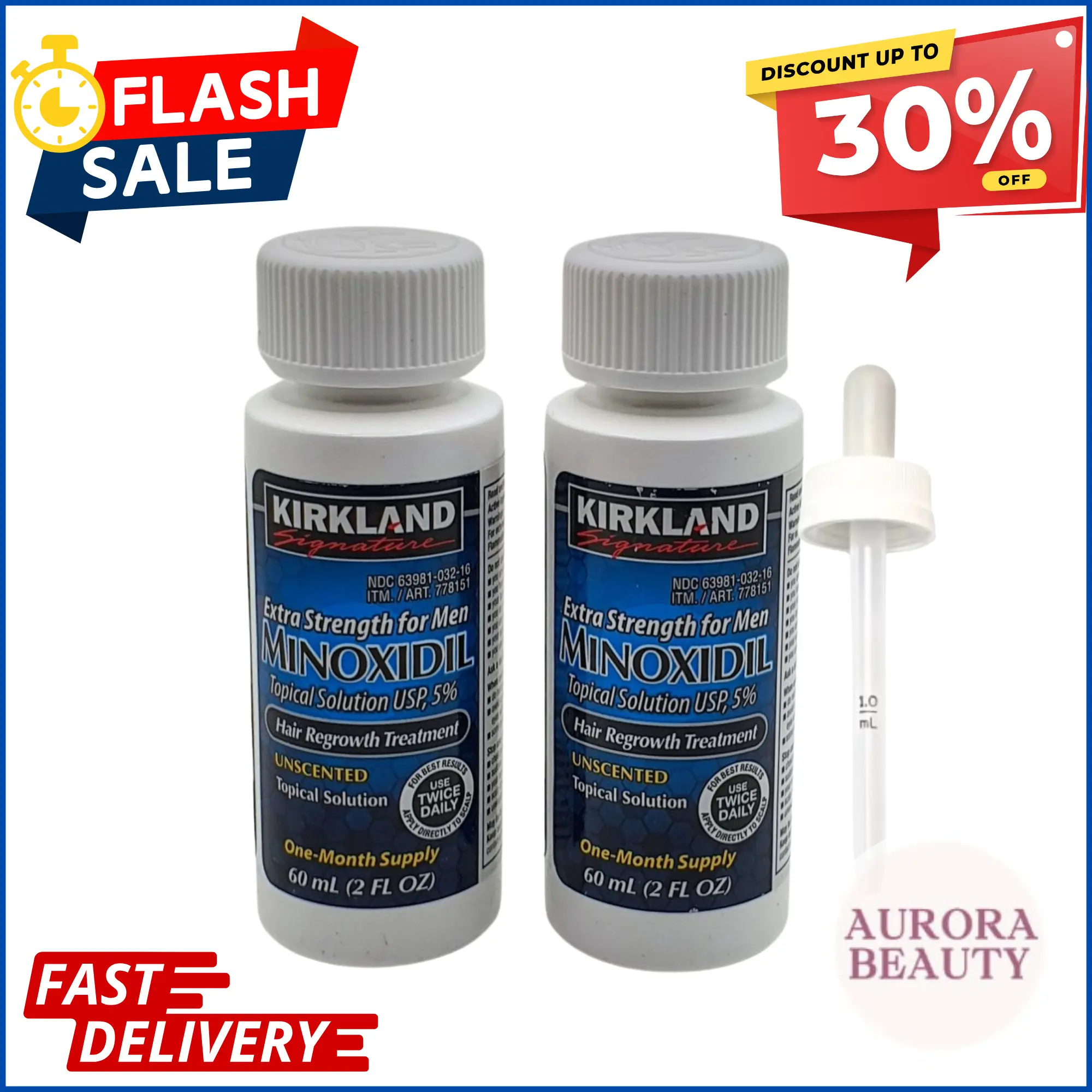 Kirkland Minoxidil 5% Extra Strength 2 Months Supply Men Hair Regrowth Hair Care Comfort