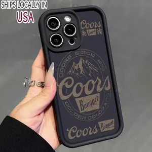 Vintage COORS Letter Pattern Phone Case, Decorative Phone Protector Cover, Phone Accessories Compatible with iPhone 11 12 13 14 15 Pro Max, Casing Protection Protective Cellphone Smartphone Shockproof Black