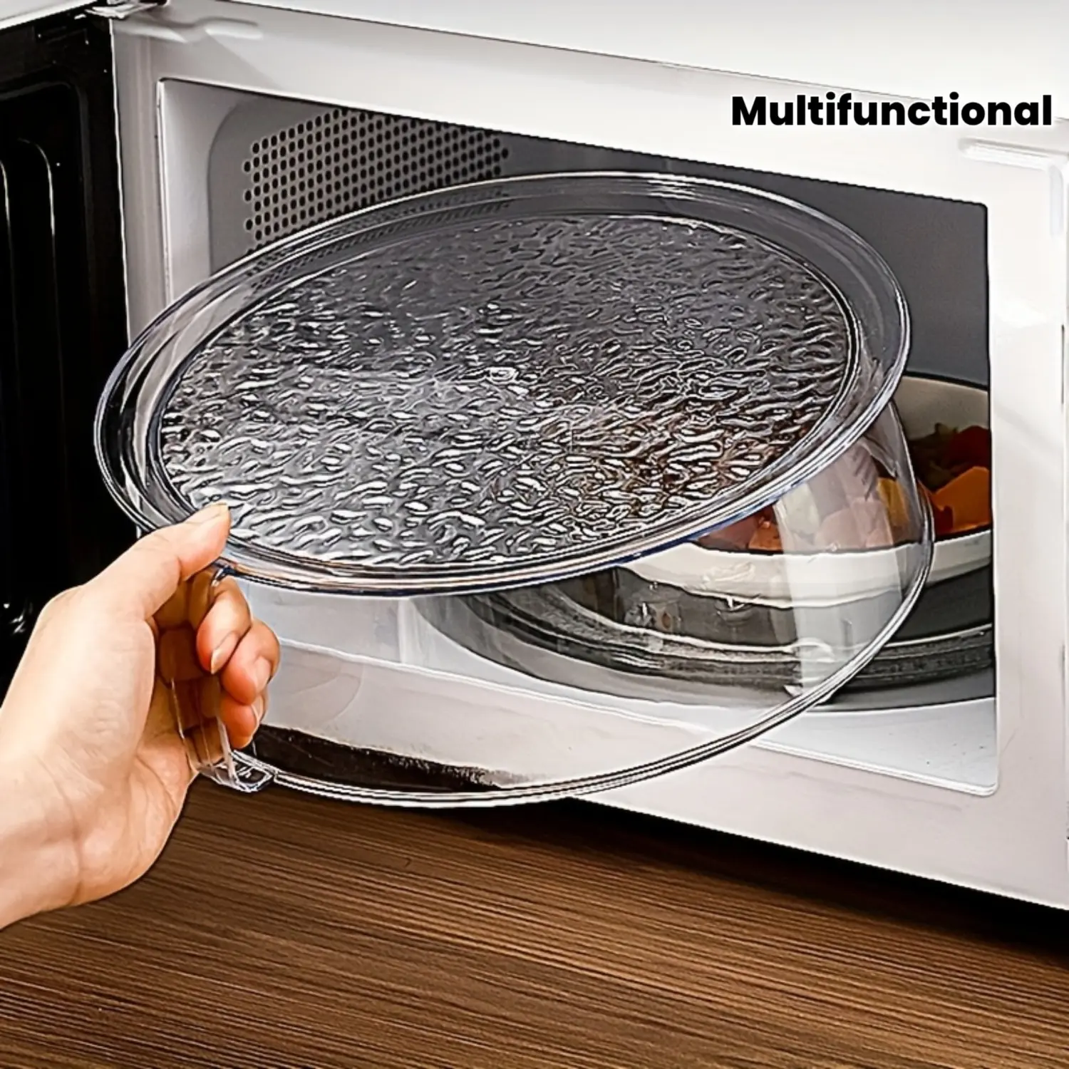 Suitable for Plastic Microwave Splatter Lid - Heat-Resistant Cover up to 200°C, 360° Splash Protection, Stackable Microwaveable Dish Cover for Vegetables, Fruits, for & Commercial Use (Compatible for Plastic Food Covers)