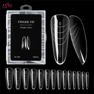 BNG 140Pcs Dual Nail Forms for Poly Nail Gel Classic Almond Nail Molds for Builder Gel Poly Extension Gel Nail Art Design Salon