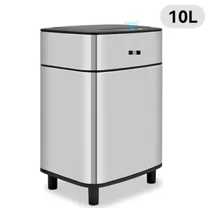 2.7Gal Smart Sensor Bin – stainless steel rectangular trash can with auto-open lid for kitchen, bathroom & office.
