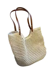 Crochet Beach Bag Purse, Boho Woven Tote  For Summer Vacation Travel Casual Shoulder Bag