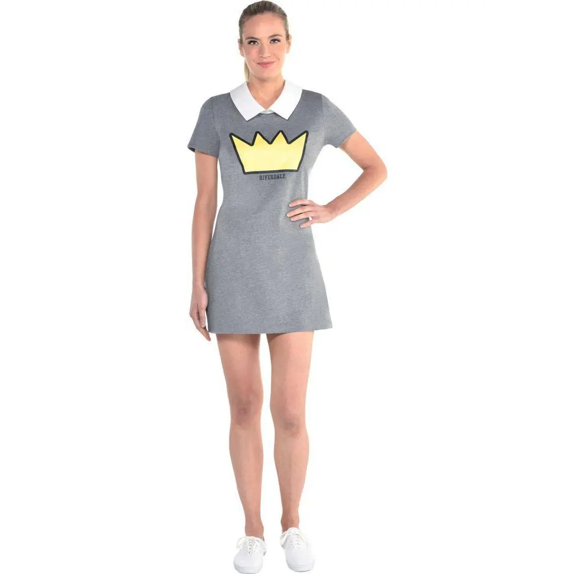 Riverdale Women's Betty Cooper Crown Polo Dress, Casual Short Sleeve Cotton Blend with Single Button Collar Back for Daily Wear, Casual Wear, Polyester, Short Length