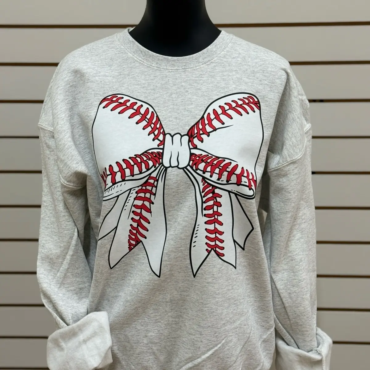 Baseball Croquette Bow Sweatshirt Casual
