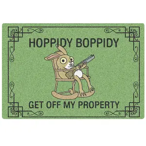 HIPPITY HOPPITY GET OFF MY PROPERTY Mat – Durable, Machine Washable, Non-Slip  for Indoor & Covered Outdoor Use stair plush modern floor  Halloween Themed Kitchen Vintage Tribal Area Rug Ghost and Cat Skull Set Spider Web Welcome nonslip Gaming Mouse Pad