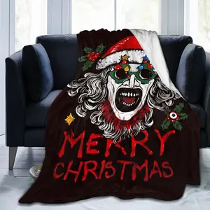 Horror Movie Gothic Christmas Terrifier Clown Art Design Plush Blanket - Super soft, suitable for all seasons, home, travel, camping, and office. ideal decorative gift