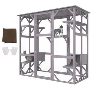 VEVOR Cat House Outdoor, TikTokShopBlackFriday, 7-Tier Large Catio, Cat Enclosure with 5 Platforms, 2 Resting Boxes & Large Front Door, 71.2 x 34.6 x 66.5 inch