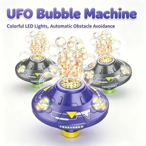 Moving UFO Bubble Machine - 32-Hole Automatic Bubble Blower with Lights, Rechargeable, Great Outdoor & Indoor Kids Toy for Birthday, Children's Day Gifts