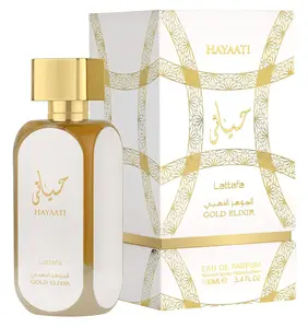 Lattafa Hayaati Gold Elixir Eau de Parfum Spray for Unisex – 100ml (3.4oz) | Perfumes Arabia Gold Elixir Eau de Parfum Floral Woody Fragrance Cedarwood Amber