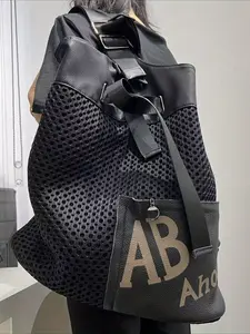 Ladies' large capacity fashionable and cool backpack, personalized Y2K spicy girl shoulder bag with front pocket, drawstring closure, Christmas gift, birthday gift, fitness bag, sports bag, vacation training bag, Travel Backpacks