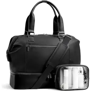 Travel Duffle Bag for Women,40L Weekender Bags Airline Approved Carry  with Shoe Compartment &  Wet Pocket, Durable Nylon Weekender Overnight Bag for Travel, Gym, Business Trip, Black