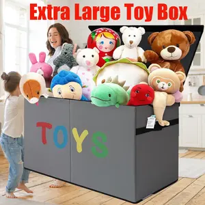 Collapsible Toy Storage Chest - Large Kids Organizer Bins with Lids - Durable for Boys, Girls, Nursery & Playroom.