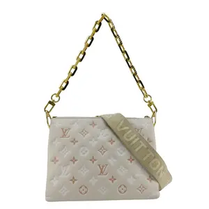 Pre-owned Louis Vuitton Monogram-embossed leather Shoulder Bags Coussin PM Shoulder Bag Off White