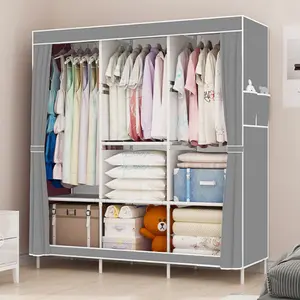 Closet Organizer with Shelf Portable Closet with Cover Metal Clothes Rack Standing Closet Clothes Storage Wardrobe Garment Cabinet 50"x17"x67"
