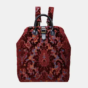 Burnout Velvet Wine Carpet Laptop Backpack