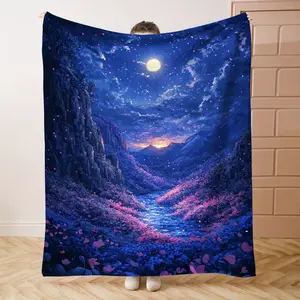 1PC ValleyPrint Flannel Blanket Beautiful and Comfortable Warm Nap Blanket for Sofa, Bed, Office, Car, Camping Travel Blanket, Home Decoration - Four Seasons Gift