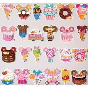 24Pcs Ice Cream Mouse Cruise Door Magnets Cute Mouse Ice Cream Ship Cabin Magnetic Stickers Cake Stateroom Accessories for Carnival Summer Party Refrigerator Car Decor