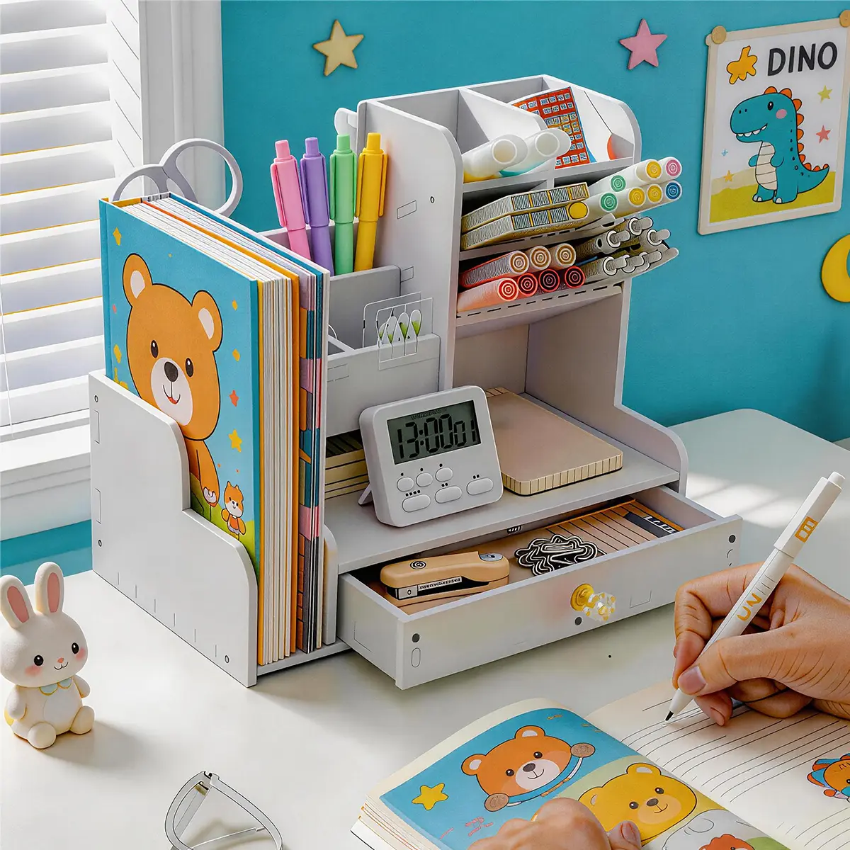 Compact Stationery Organizer with Drawers, File Holder, Desk Compartments - Office Furniture Desk Organizers with Compartments for Home, Office, Desk Accessories, Office Accessories