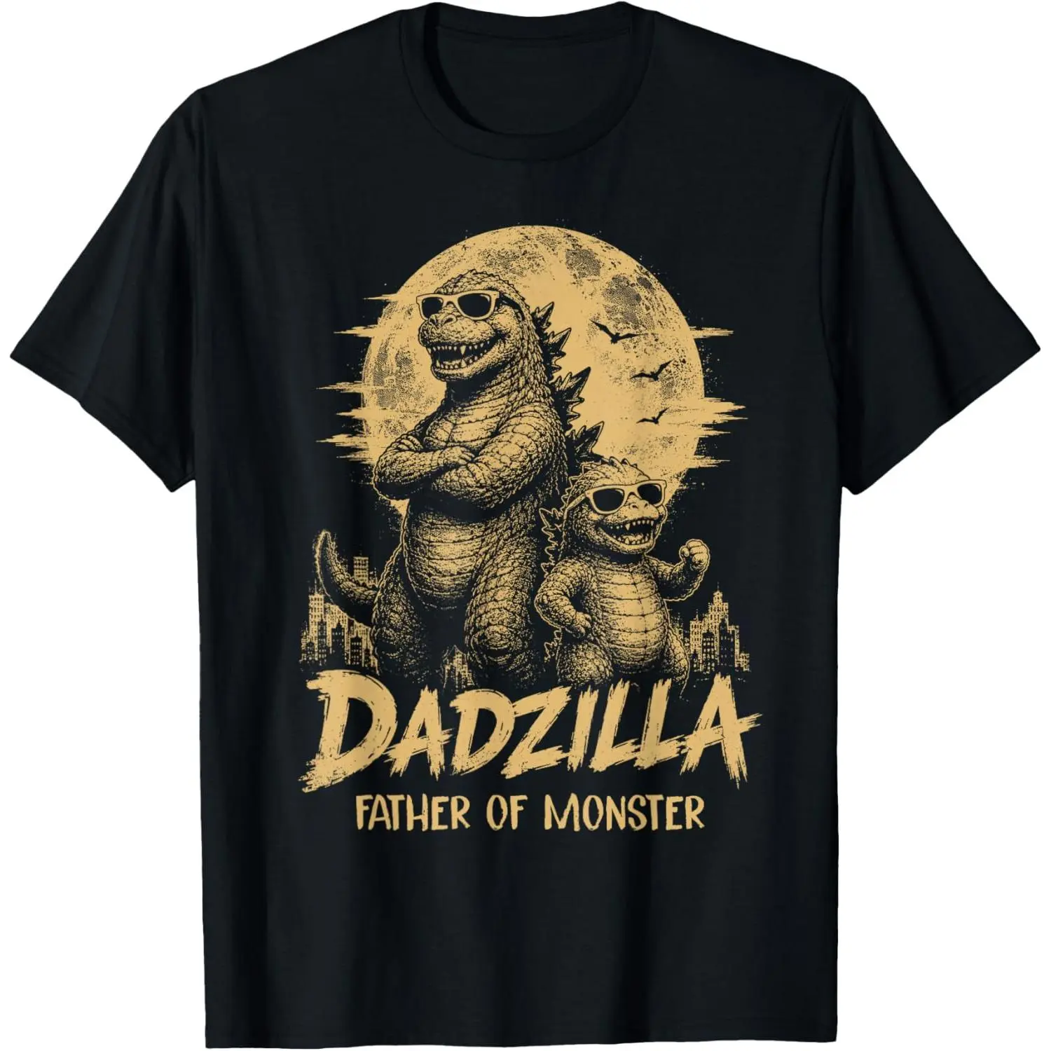 Graphic T-Shirt for Dads, Vintage-Style 100% Cotton Dadzilla Father of The Monsters Print, Funny Father's Day Gift, Tshirt