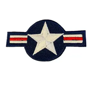 USA Patriotic Air Force Roundel Patch 2.14" x 3.85" Handmade Embroidered Star Design for Bags Purses Jeans Pants Coats Jackets Made in USA