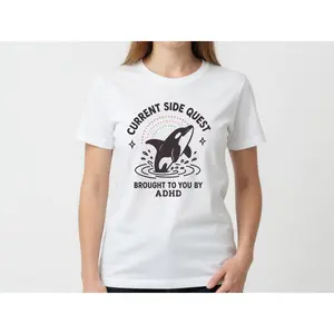 "Funny ADHD" Graphic Tee |   Mental Health Humor Illustration T-Shirt |   Soft Breathable All-Season Fabric |   Vintage Aesthetic Weird Silly Gift Unisex Top