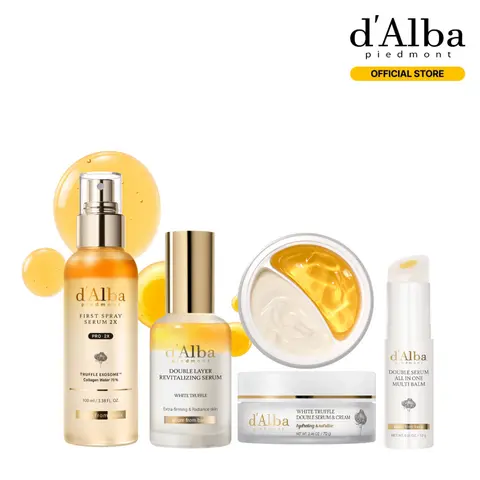 [OFFICIAL d'Alba] White Truffle Glow & Lift Routine Set l Hydrating & Long-Lasting Glow l Simplify Your Skincare with All-In-One Routine l Spray Serum  + Double Serum  + Double Cream + Multi Balm