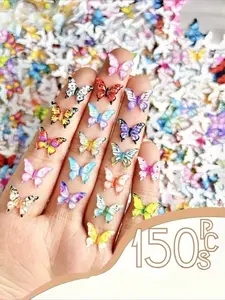 150pcs (Various Designs) - Small Resin Butterfly Ornaments, Butterfly Patterns, Insect-Themed Decorations, Ideal for Nail Art, Scrapbooking, Hair Accessories, Jewelry Crafting, Garden Decor, Event And Wedding Decorations, Everyday Gifts And Party Favors