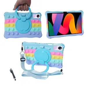 Bubble Toys Soft Silicone Kids Safe Case For Xiaomi Redmi Pad SE 11inch 360 Rotating Handle Kickstand Shockproof Tablet Cover