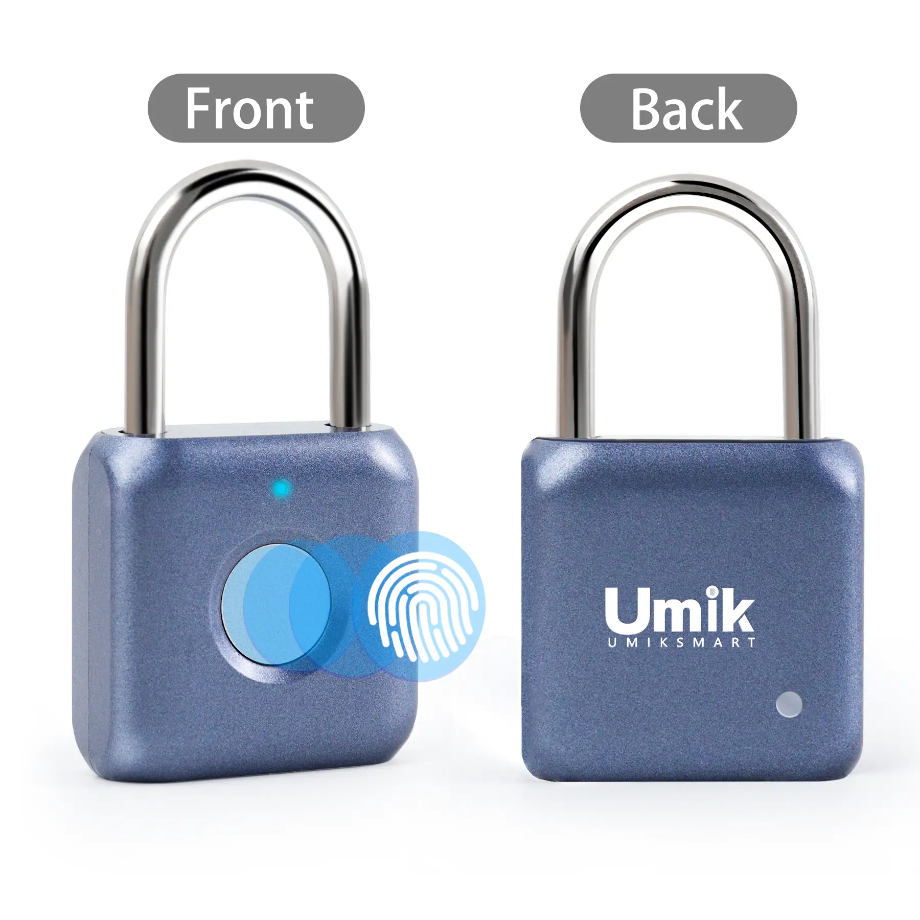 Umik Smart Fingerprint Padlock - USB-C Charge, Keyless, 20-Fingerprint Capacity, Sturdy Box & Door Lock, Theft Protection, Back to School Essential for Girls, Locker & Backpack Box Lock