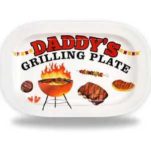 Father's Day Gift Grilling Platter Father Birthday Gift Daddys Grilling Platter BBQ Barbecue Serving Tray Dishes Men Grandpa Dad Grill Plate Holiday Gifts