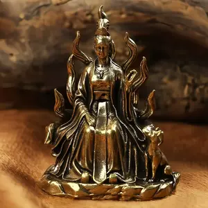 Copper Qingqiu Goddess Statue, Nine-Tailed Fox Spirit Figurine, Desktop Living Room Study Office Decor, Religious Home Decor, Peaceful Decoration, Religious Ornaments, Religious Decorations