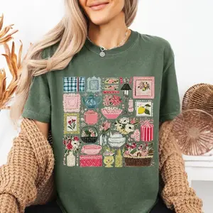 Comfort Colors Born To Thrift Shirt Vintage Cottagecore Graphic Tee Gift For Thrift Lover TShirt Boho Floral Aesthetic Tee Grandmacore T-Shirt