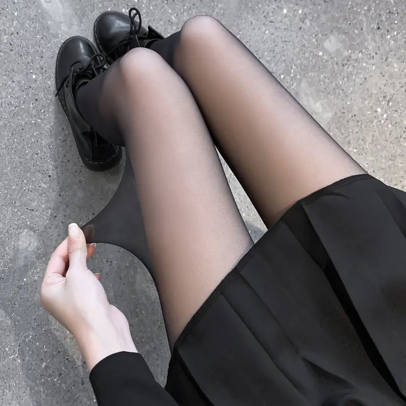 Spring Summer Black Fishnet Stockings for Women, Anti-Snag Thin Heart Pattern Long One-Piece Stockings