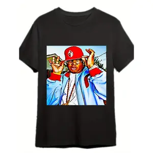 1pc E-40 Classic T-Shirt 336905 - Men'S Casual Cotton Crew Neck Tee with Slight Stretch, All-Season Knit Fabric, Printed Graphic Short Sleeve Shirt for Adults
