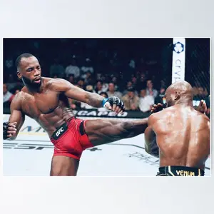 Leon "Rocky" Edwards vs. Kamaru Usman Knockout - UFC Welterweight Champion POSTER UNFRAMED