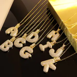 Bubble Diamond Initial Necklace