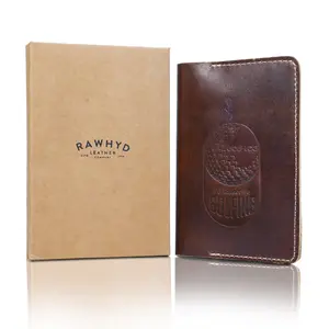 RAWHYD - Leather Golf Scorecard Holder with Log Book - 6" x 4.5" Golf Scorebook