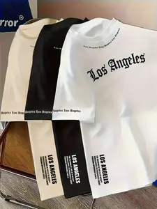 Men's Letter Pattern Graphic Round Neck Short Sleeve T-Shirt 3 Pack, Casual Comfortable Summer Outdoor Wear, Loose Fit Long Top