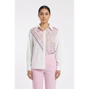 Mixed Print Scarf Panel Blouse