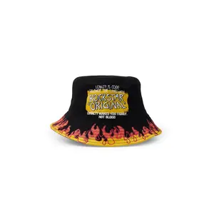Beno Black/Yellow Flames Graphic Bucket Hat