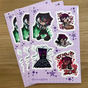 Gaz Invader Zim Sticker Sheet - Colorful y2k Cartoon Stickers for Laptop, Water Bottle, Scrapbook, Gift | Glossy Waterproof Vinyl Decals